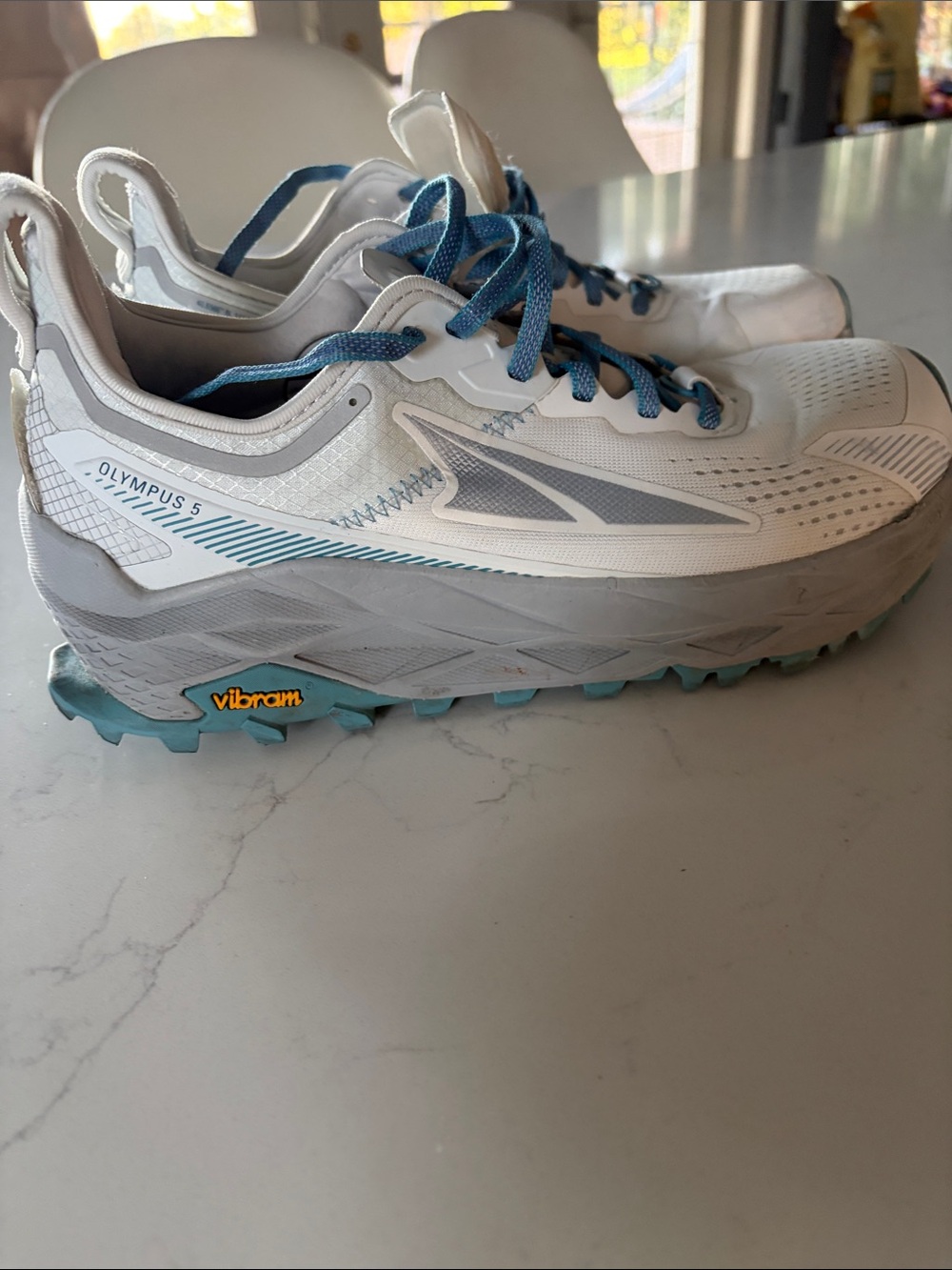 Altra Olympus 5 Women's White with Light Blue Accents Trail Shoes